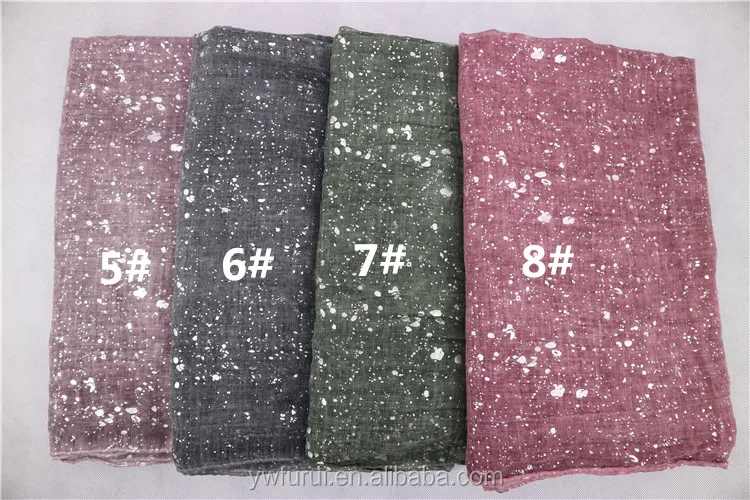 New Style Muslim Glitter Tie Dye Shimmer Scarf Long Shawl Hijab For Women Shinny Cotton Viscose Scarves