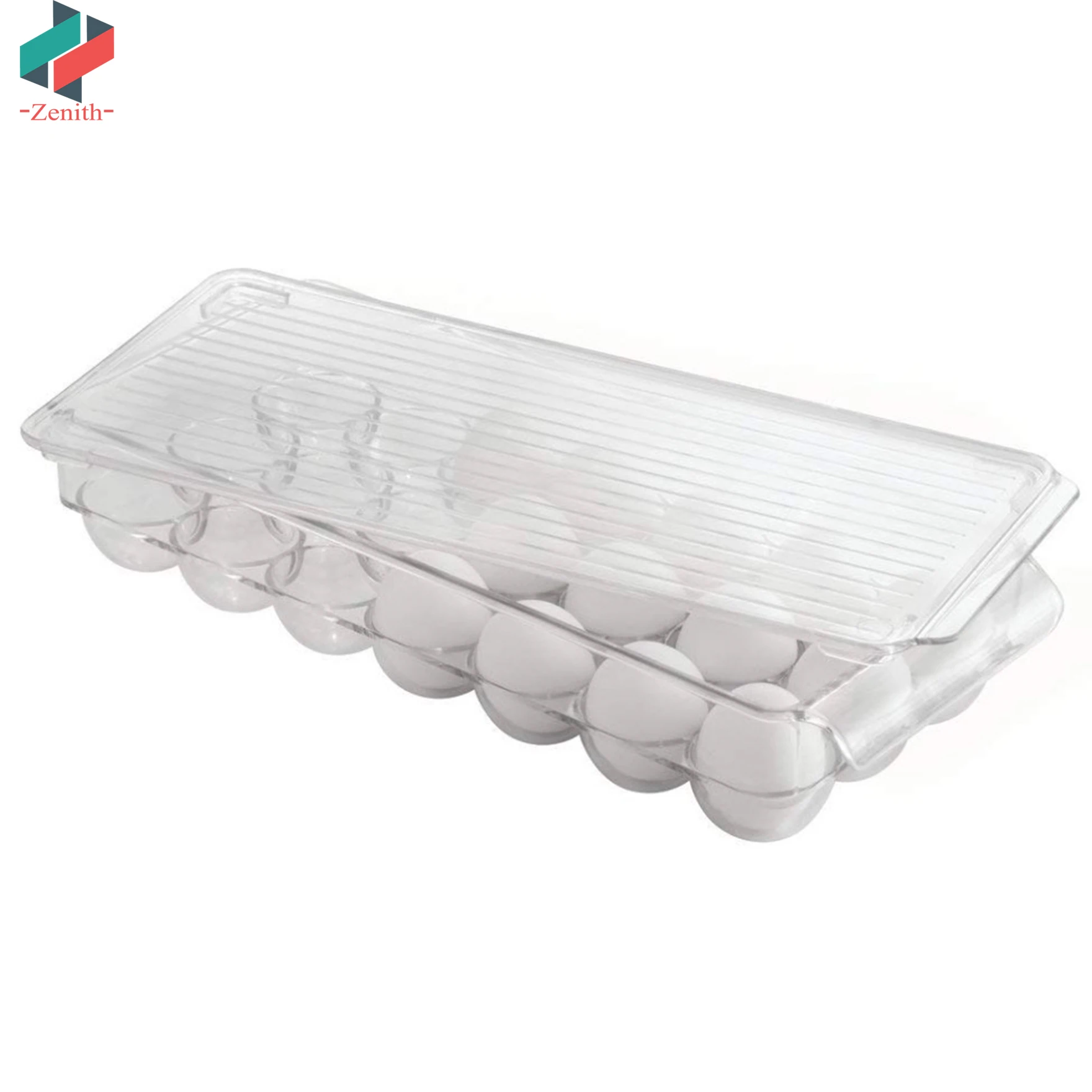 ZNF00022 Clear Stackable 21 Eggs Tray Refrigerator Storage Container Covered Egg Holder