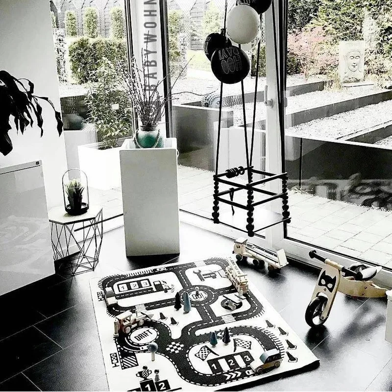 
Organic cotton fabric eco-friendly baby care carpet railway designer kids play mats 