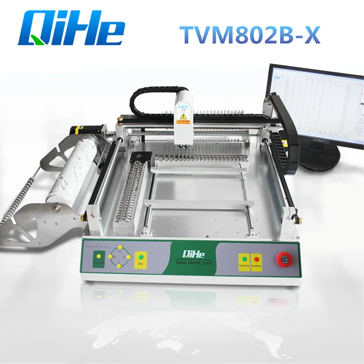 High cost-effective Qihe TVM802BX PCBA SMD placement SMT pick and place led bulb assembly  machine