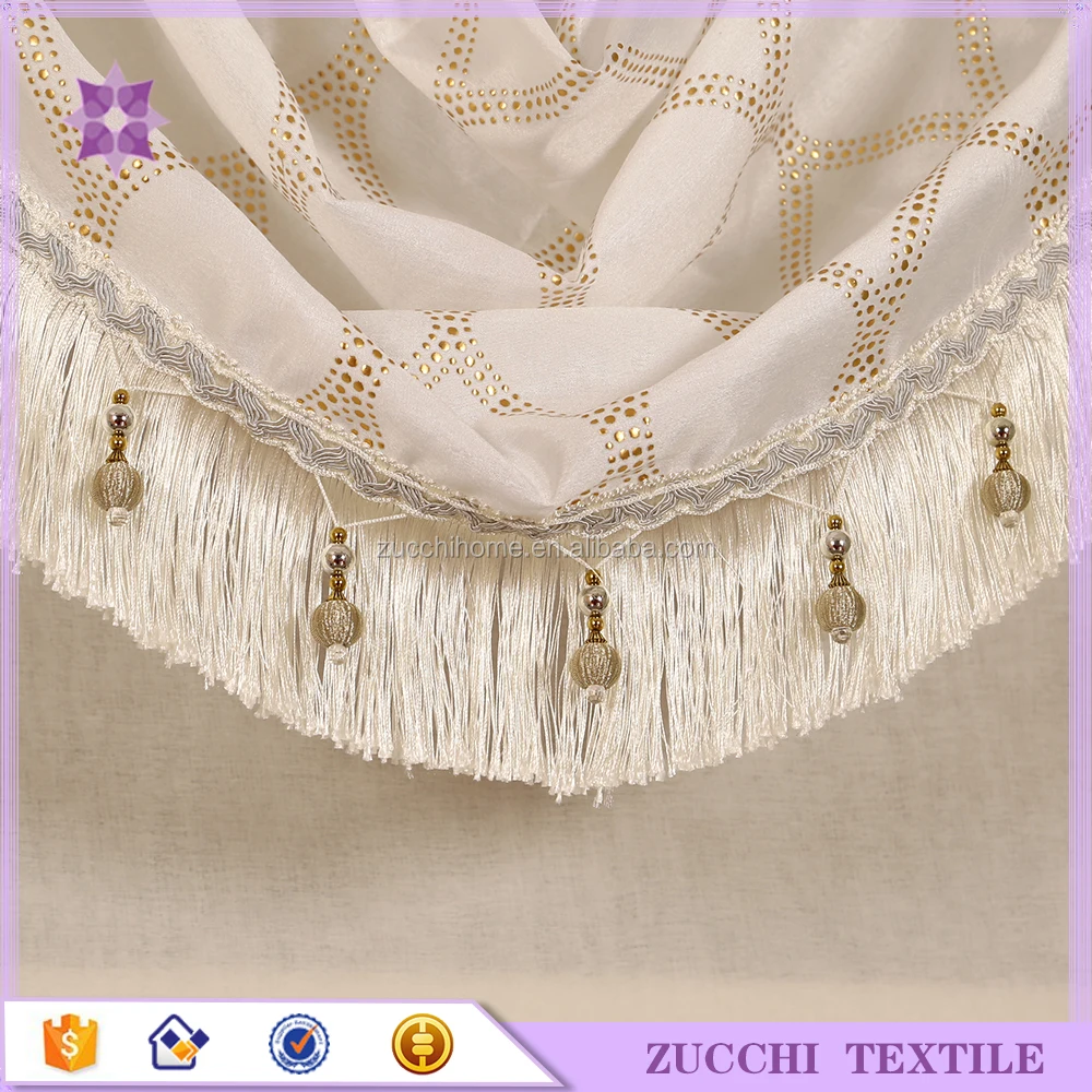 Nice Luxury Beaded curtain Valance match to faux silk curtain