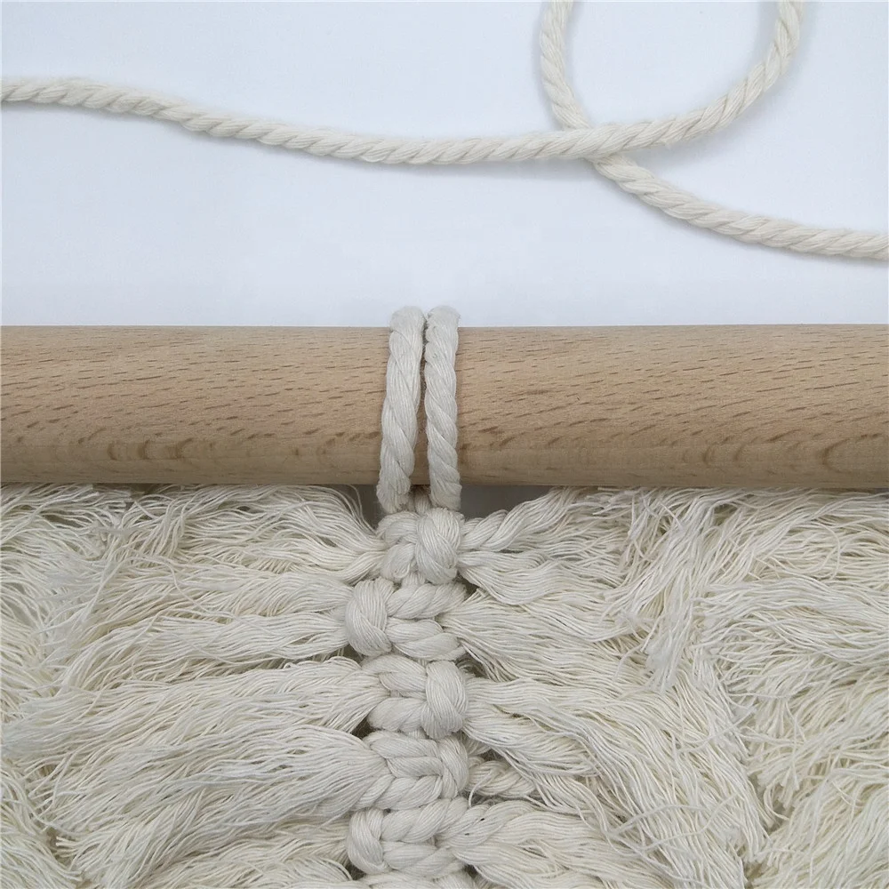 Handmade Boho decor Macrame leaf Feather Tapestry Wall Hanging with cotton yarn