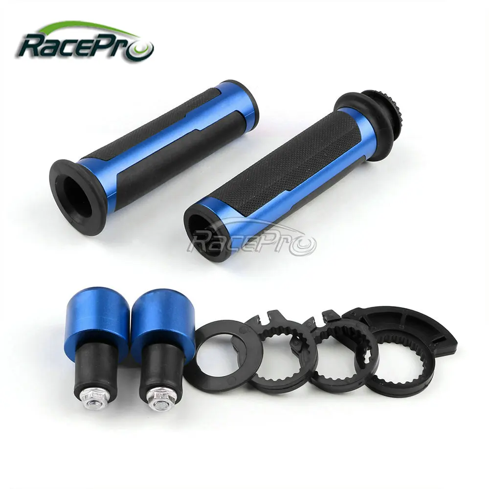 Универсальные ручки для мотоцикла 7/8 дюйма 22 мм с алюминиевой резиновой ручкой и концевой заглушкой