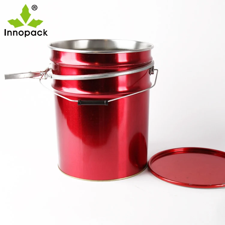 decorative white 5 gallon metal bucket with lid for paint and chemical