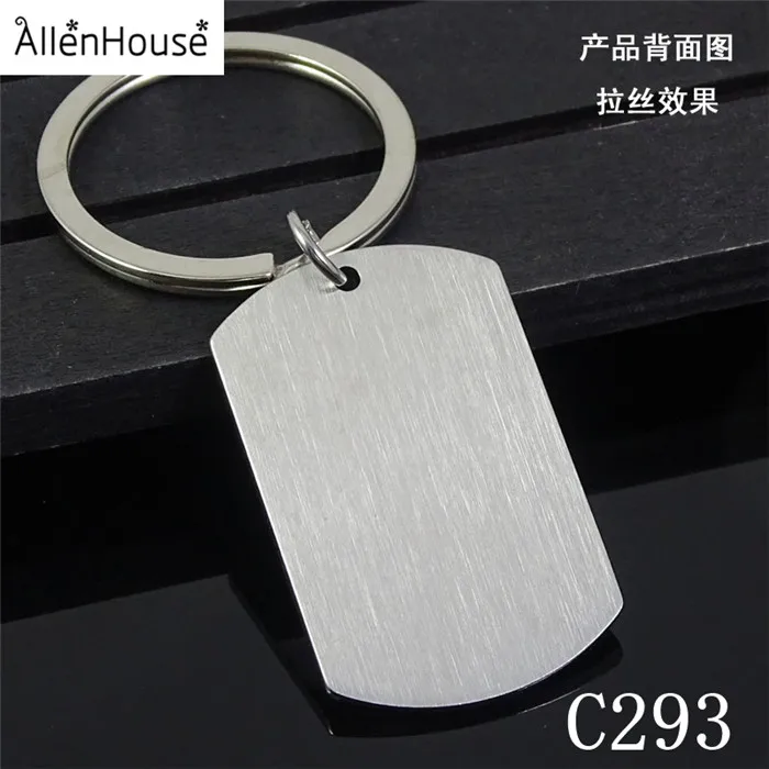 Promotional 40x25mm stainless steel Blank rectangle square Sublimation engrave printing logo ID dog tag Keychain keyring