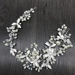 SHSS2025 hot sale flower hair accessories bridal jewelry silver color pearl hair headbands