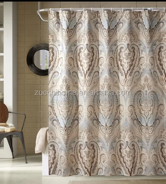 polyester printed fabric shower curtain for bathroom