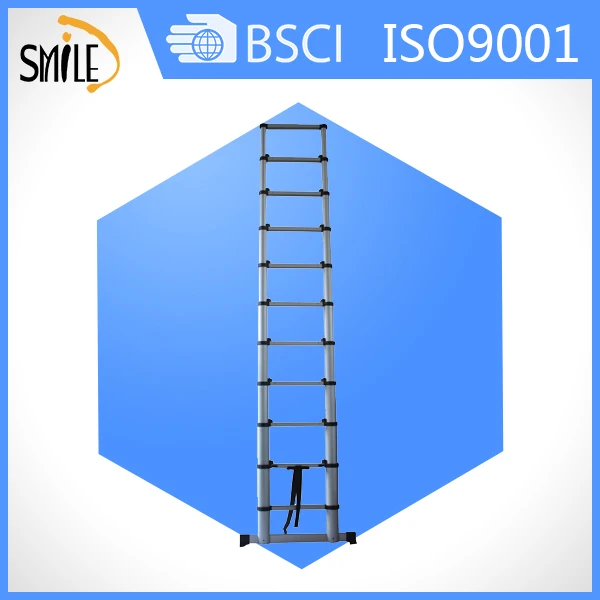 High Quality 3.8m aluminum soft close telescopic folding ladder with GS EN131-6 certificate