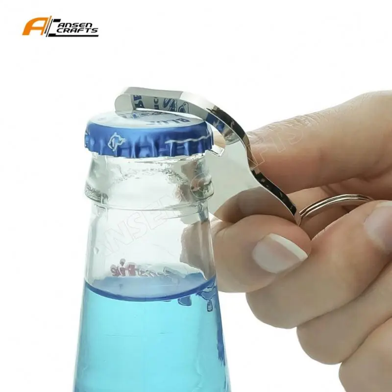 Paw Print Dog Cat White on Black Bottle Cap Opener Keychain Key Ring