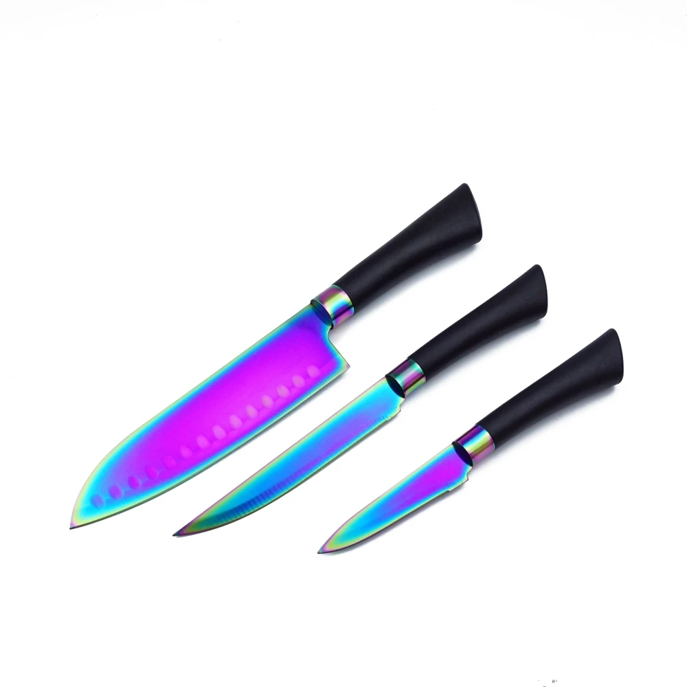 3-Pieces Titanium Blade Kitchen Knife Set with Soft, Non-Slip Handle