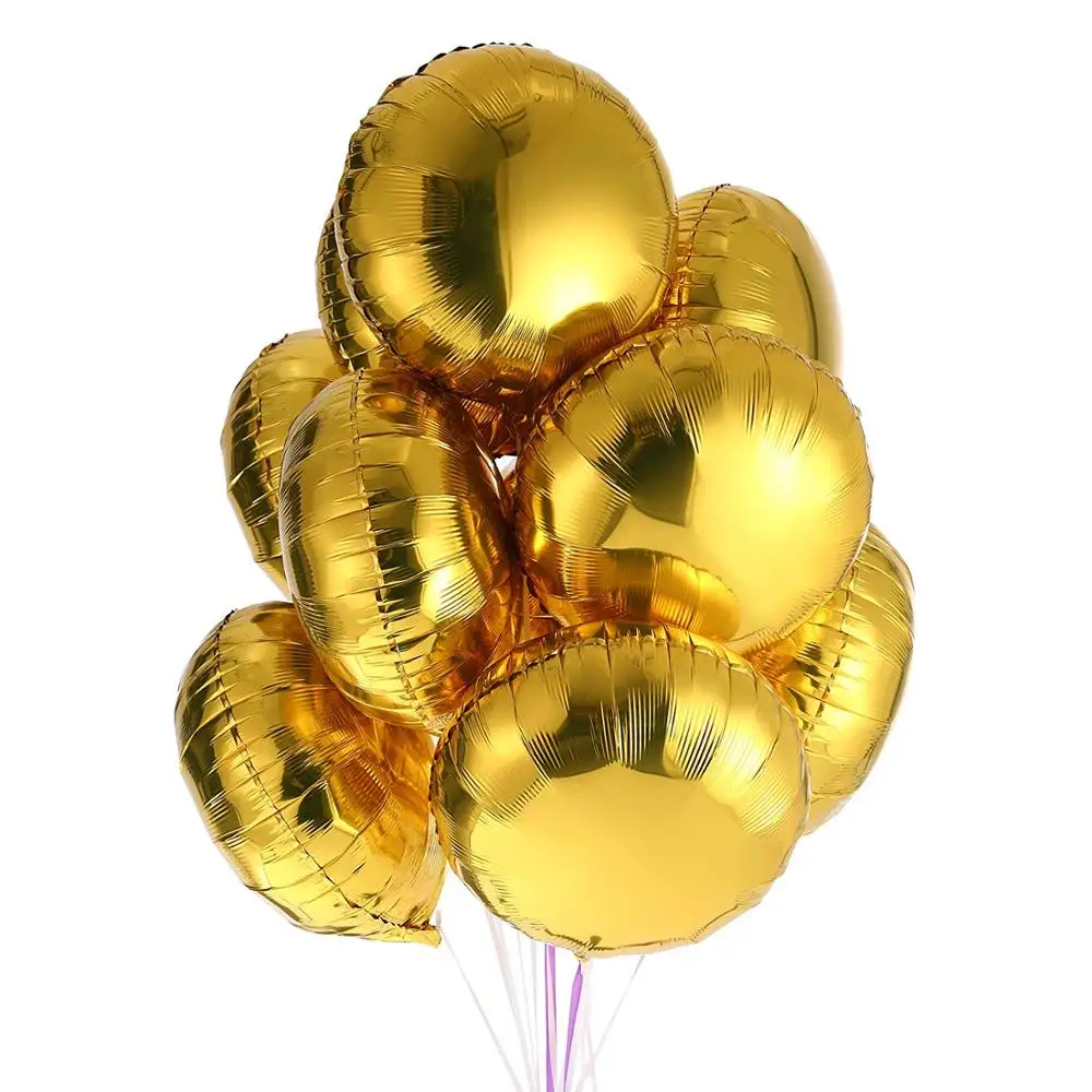 
TF Amazon Hot Sale 18 inch Gold Round Shaped Mylar Foil Balloon Helium Balloon Birthday Supplies Wedding Decoration love , 50 pc 