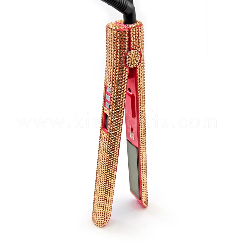 Wholesale crystal hair straightener bling bling private label flat irons