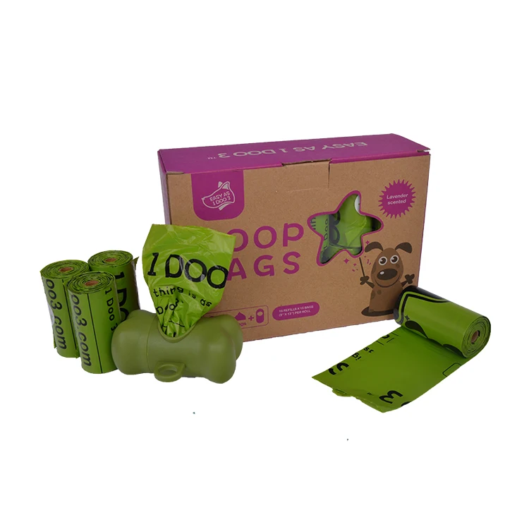 Costom design pet poop bag dispenser recyclable dog waste bag