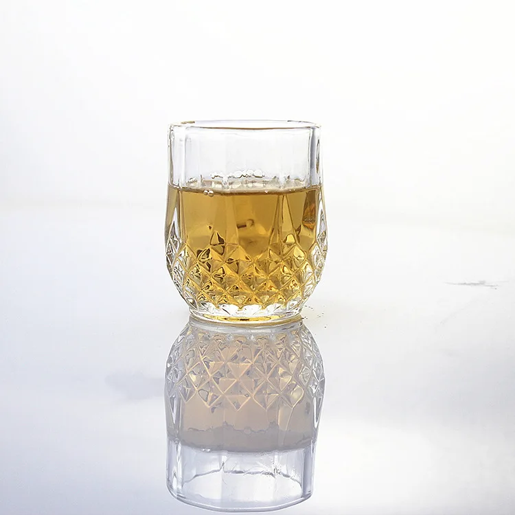 Wholesale Custom Logo Old Fashioned Diamond Shaped Mini Wine Glass Transparent Shot Glass Cup