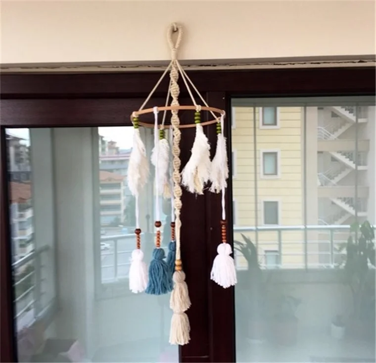 New design handmade Macrame ceiling mobiles for baby  hanging macrame wall hanging tassel baby mobiles