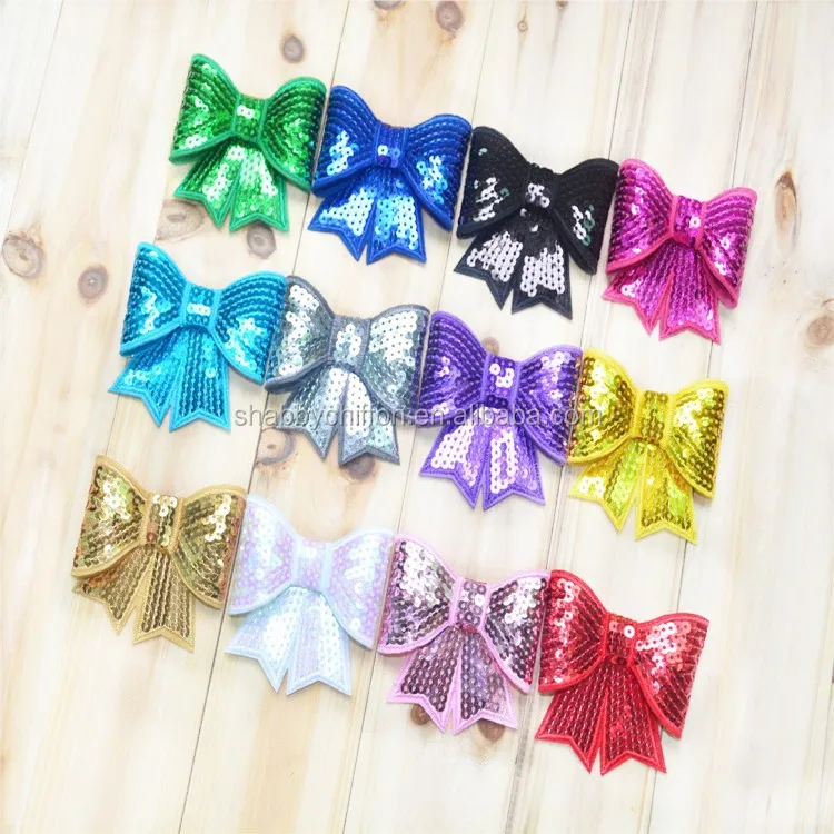 Лидер продаж, бант для волос с крупными персонажами из блесток, 3 дюйма, с зажимами, аппликации для «сделай сам», повязка на голову для волос, бант для волос для девушек