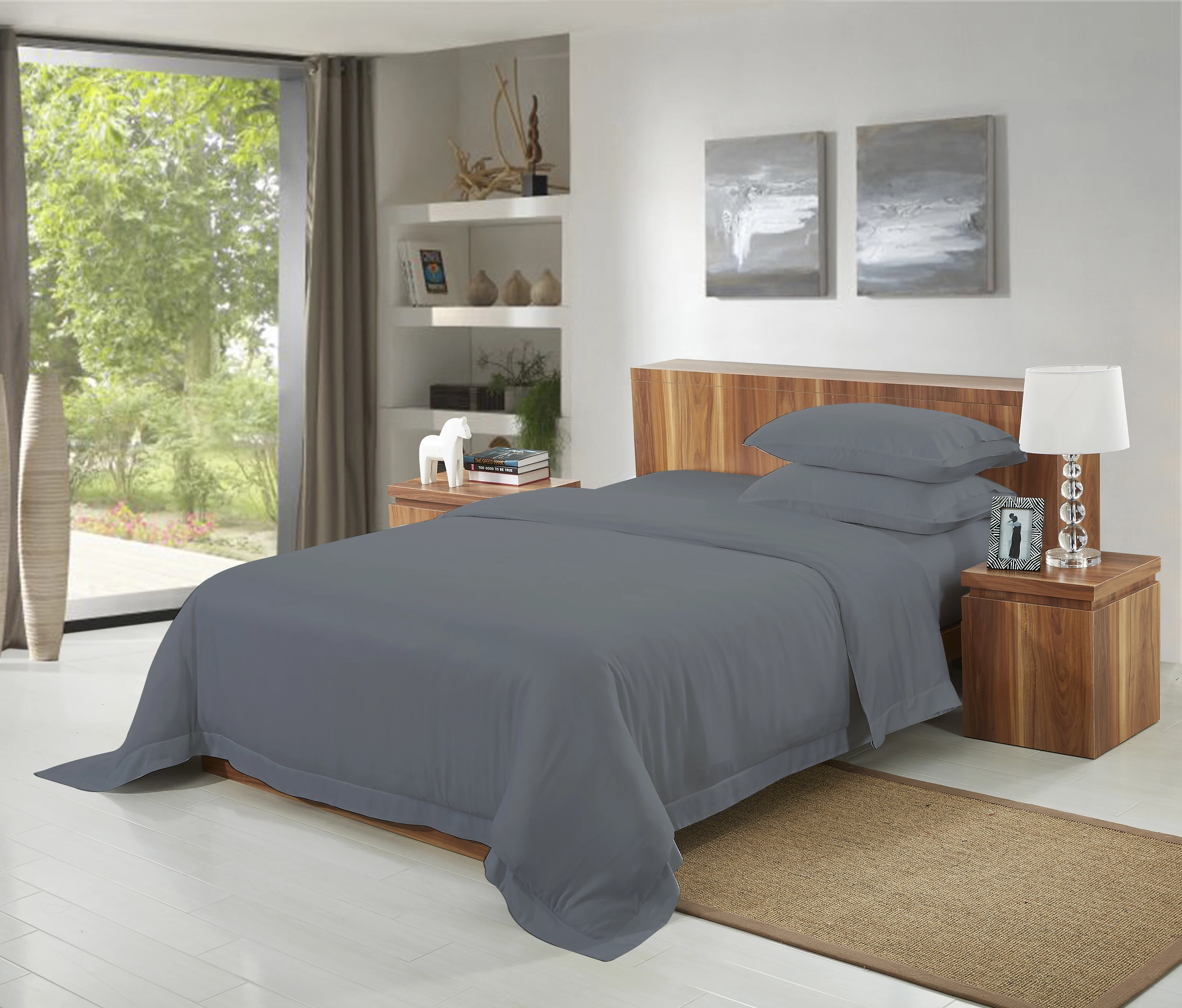 Miraculous Soft Solid Color Naure 100% Bamboo Bedding set sabanas Duvet Cover