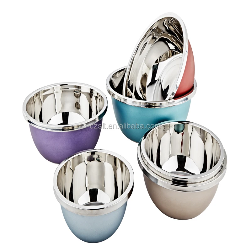 Colorful stainless steel kitchen mixing salad bowl set for sale