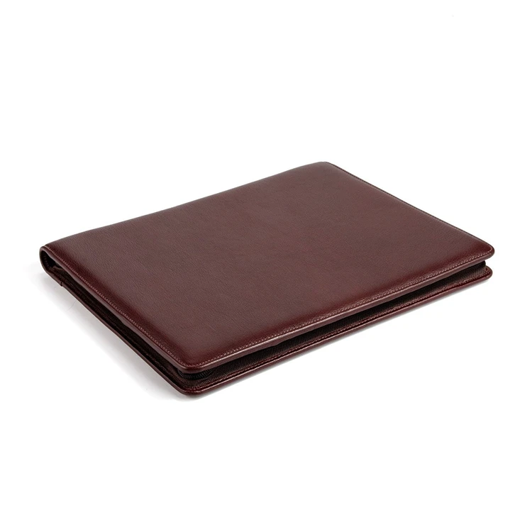 Classic Zippered Padfolio genuine leather zippered padfolio for unisex