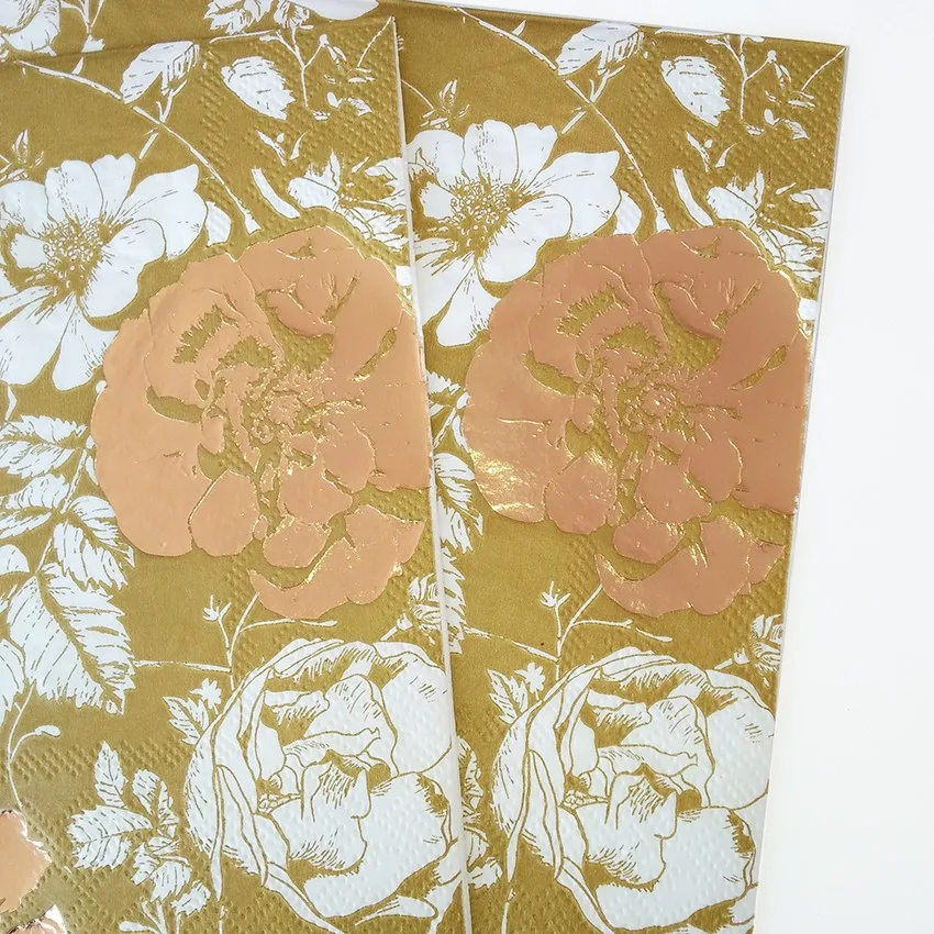 Heart Shaped  Virgin Wood Pulp  Napkin Printed Happy Birthday  Gold Blocking Napkins Colorful Cloth Square Table Decoration