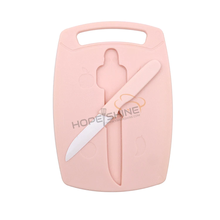 Wheat straw fiber non slip function Eco friendly plastic cutting board with knife set
