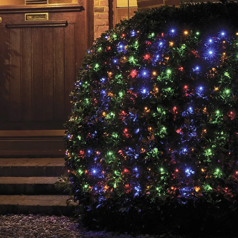 Разноцветная сказочная гирлянда с 672 светодиодами и сеткой для деревьев