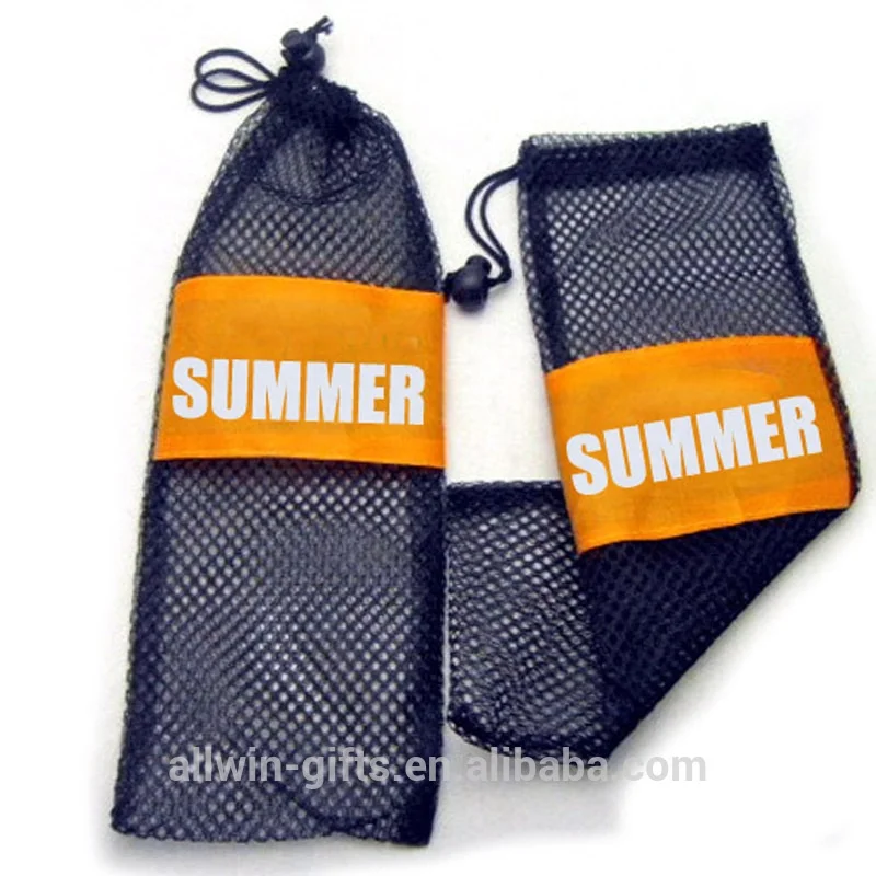Promotional Black Custom Logo Sport Swim Gym Drawstring Mesh Swimming Bags for shoes