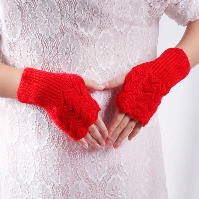 
Winter Warm Arm Mitten Womens Half Fingerless Wrist Knit Glove 
