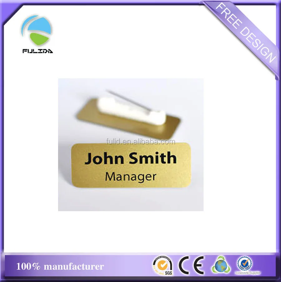 Custom alloy identity name plate tag Insert Window Name Badges