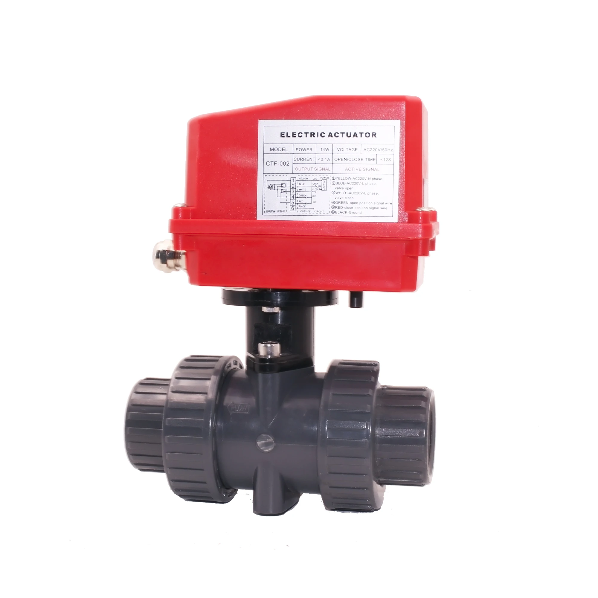 pvc motorized valve motorized flow control valve AC220v pvc 50mm motorized ball valve