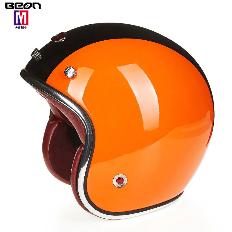BEON B108 Bright black ECE DOT approved motorcycle Unisex Open Face helmet Cascos moto Vintage electric Scooter cascque Retro