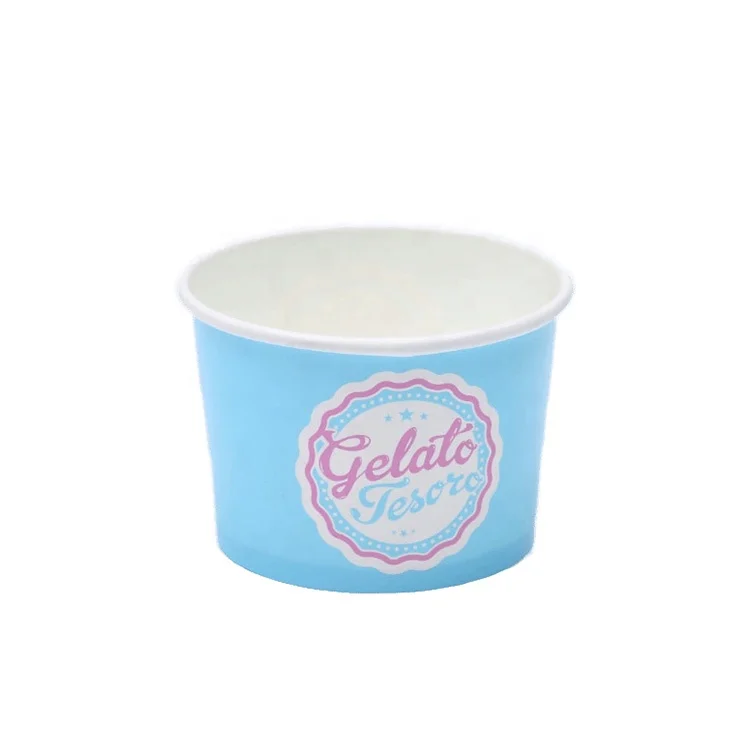 Custom printed cartoon 4oz disposable compostable white cardboard paper ice cream packaging cup