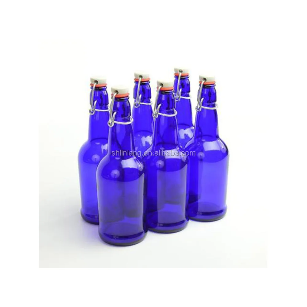 Linlang hot sale 500ml mineral water bottles blue glass bottle