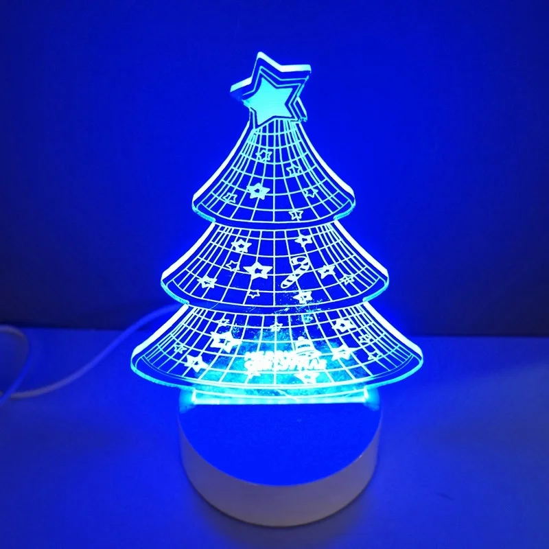Color Changing Creative Acrylic Purple Christmas Tree 3D USB LED Light