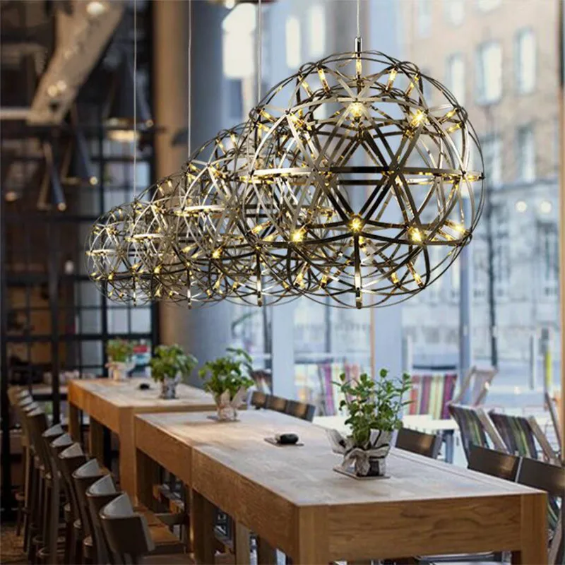 Modern brief Loft spark ball LED Pendant Light fixture Firework Ball stainless steel pendant Lamps