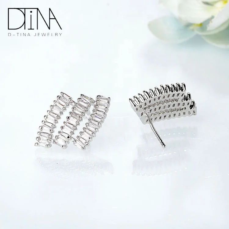 DTINA Nothing Design White Gold Plated Tops Earrings For Girls