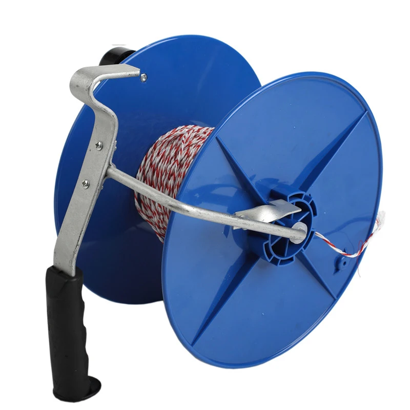 Plastic white 1:3 polywire electric geared fence cable reel