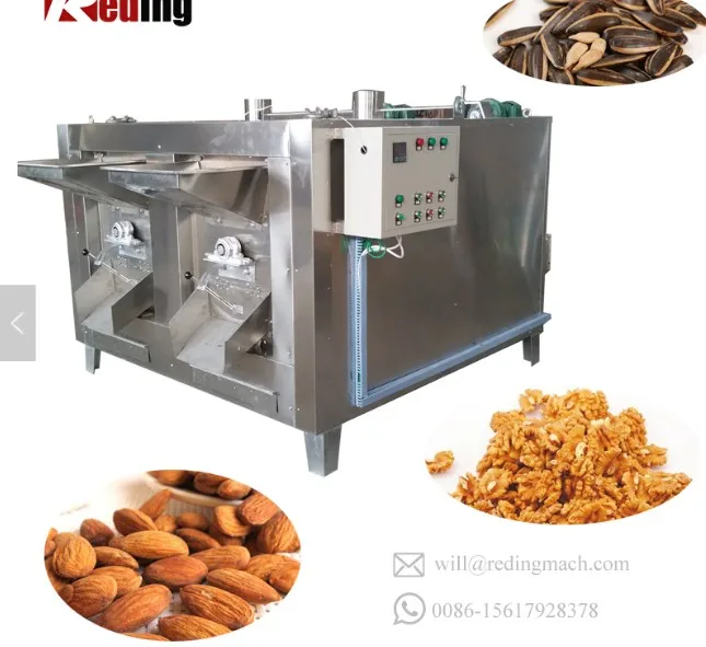 Industrial electric gas heating  continuous  shell nut  peanut roasting oven