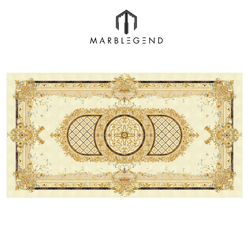 
Royal corridor hotel square water jet marble flooring design 