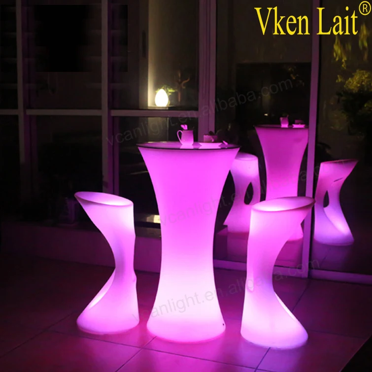 Multi color changing bar table lighting hard plastic led light standing table outdoor plastic light up bar table