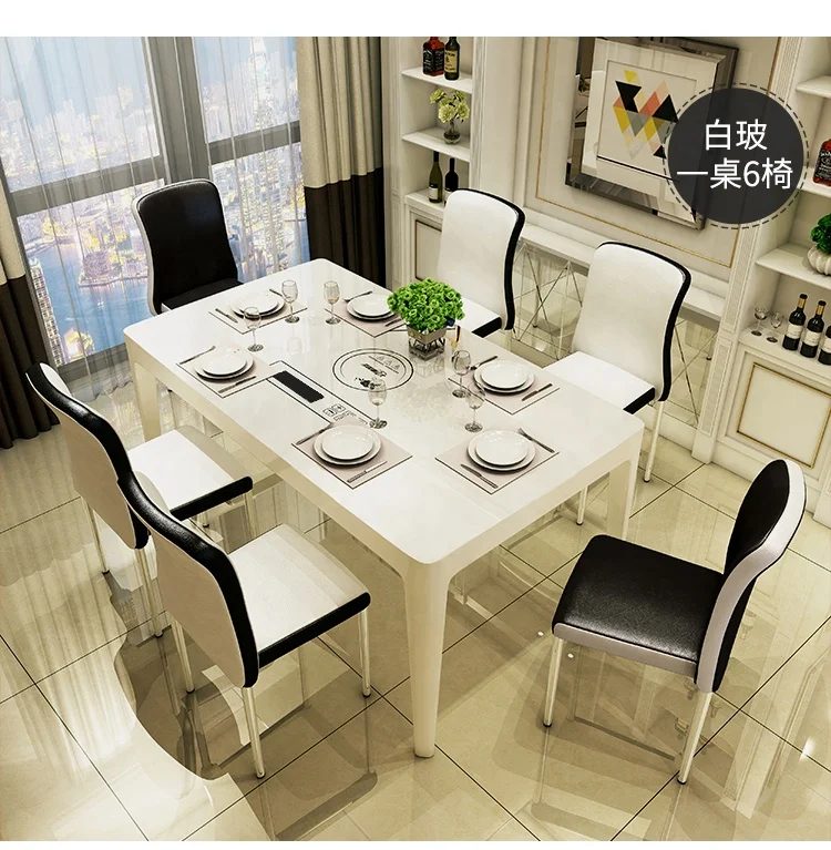Modern style Dining Table set and Chairs Sets for 4/6 Persons wooden Kitchen Dining Room Furniture Rectangle shape