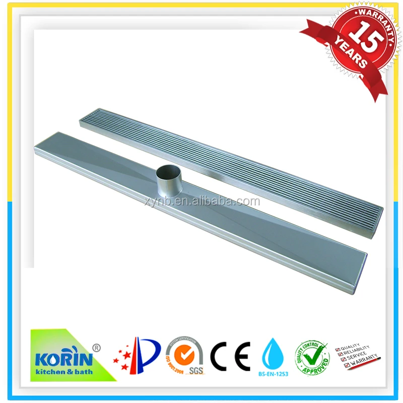 
stainless steel linear shower floor drain with wedge wire grate 