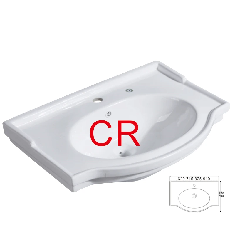 Bathroom with different sizes of thin edge rectangular cabinet sink white ceramic basin factory for sale