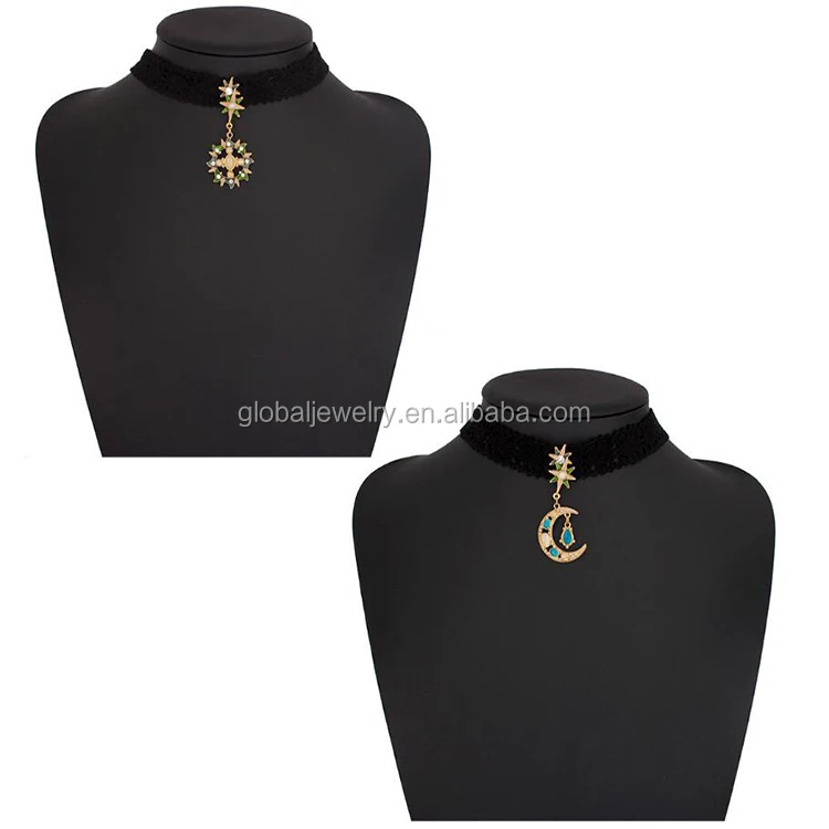 Sun choker moon and star choker necklace