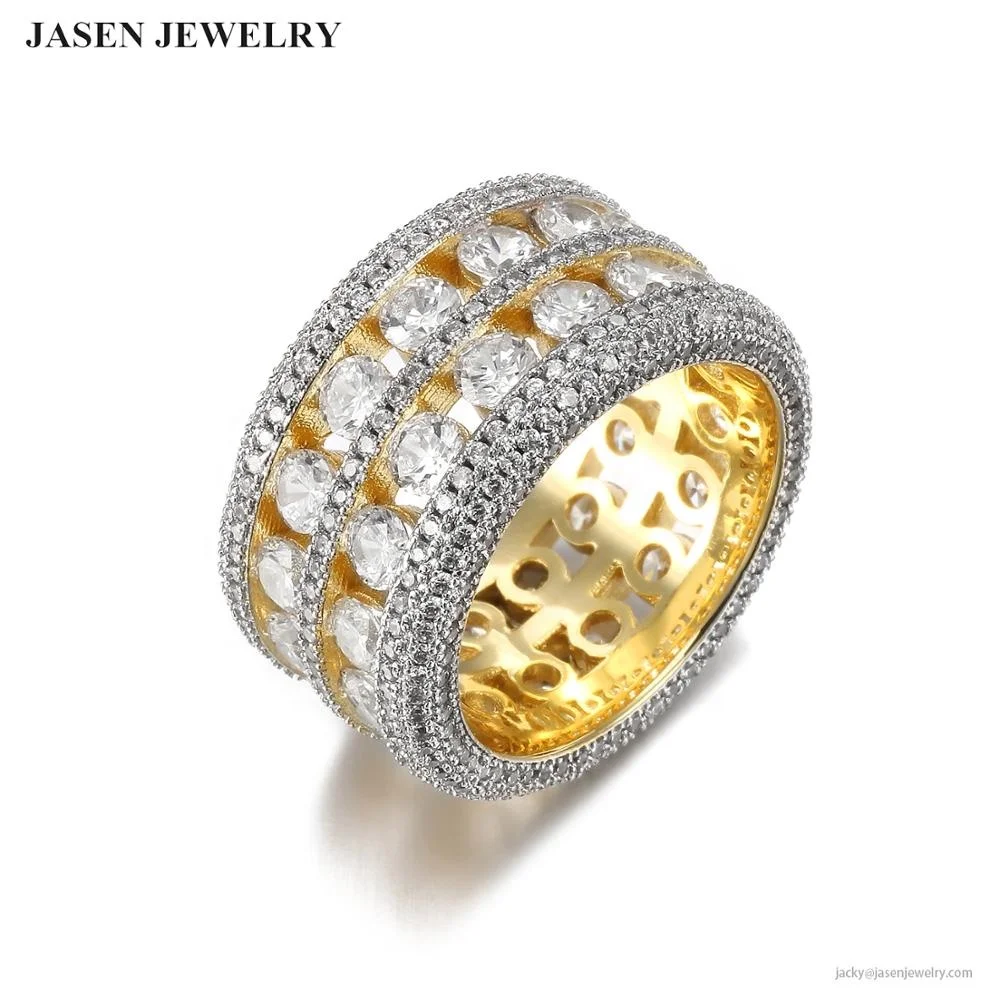 
Manufacturer Custom made design hip hop mens gold rings zircon ring 