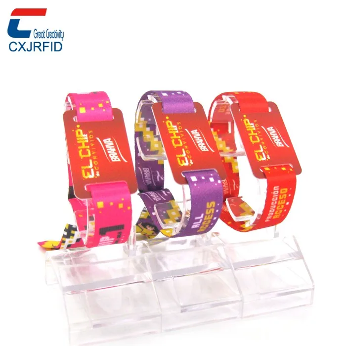 Печать логотипа 13.56 мГц rfid NTAG 213 nfc браслет фестиваля эластичной ткани браслет