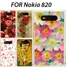 New Fashion Painting Flower Plastic Phone bag Case For Nokia Lumia 820 N820 Hard Case Back Cover Free shipping