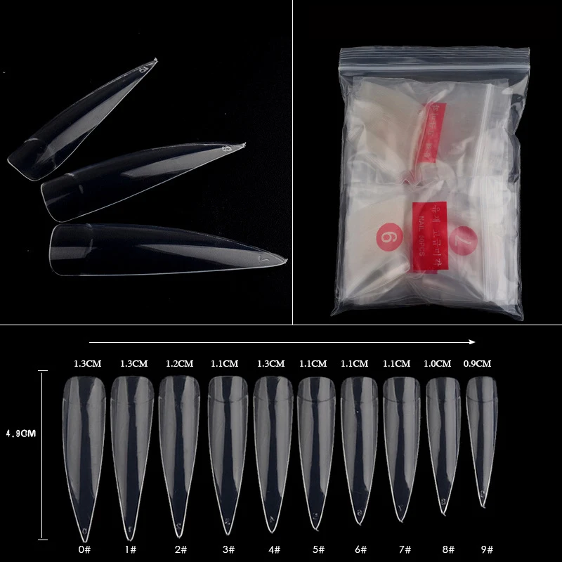 Stiletto style nail art extension false fingernails pointy nail tip 500pcs