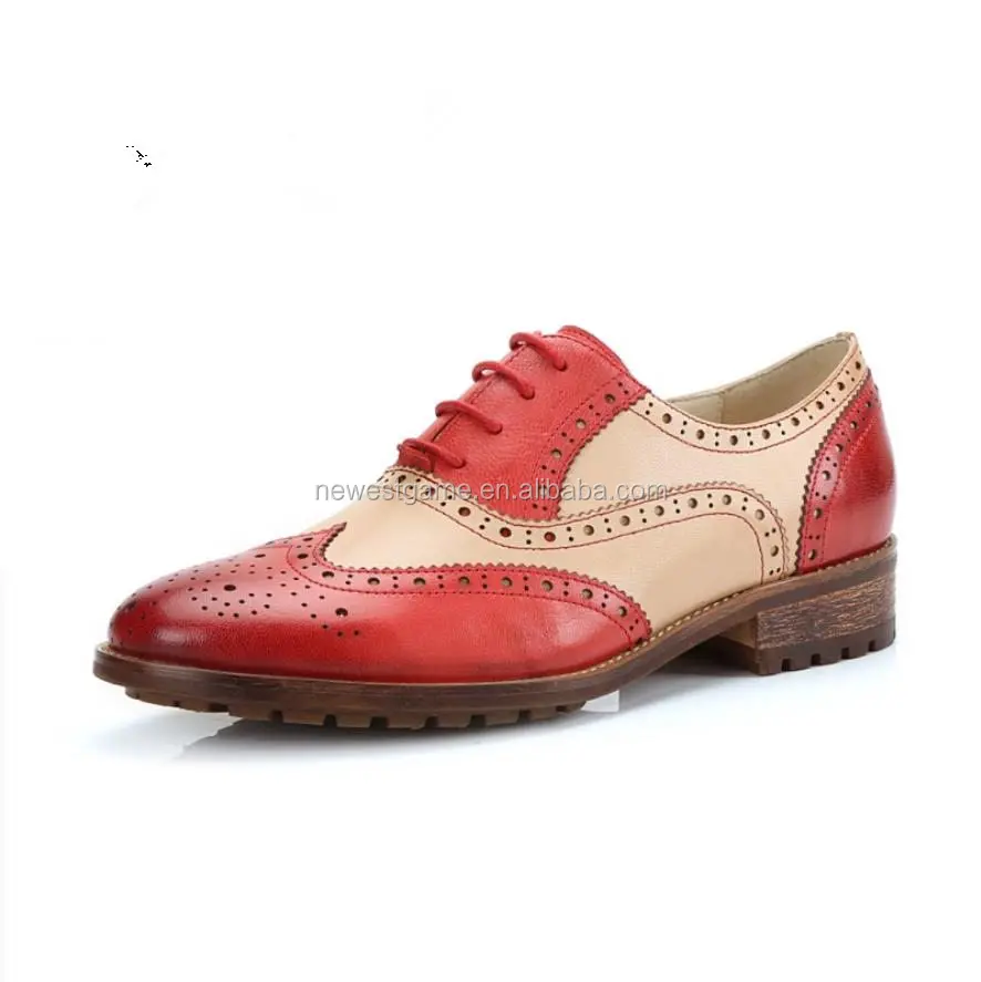 
ladies high-end brand Vintage gladiator genuine leather shoes Brock carving women leather shoes 