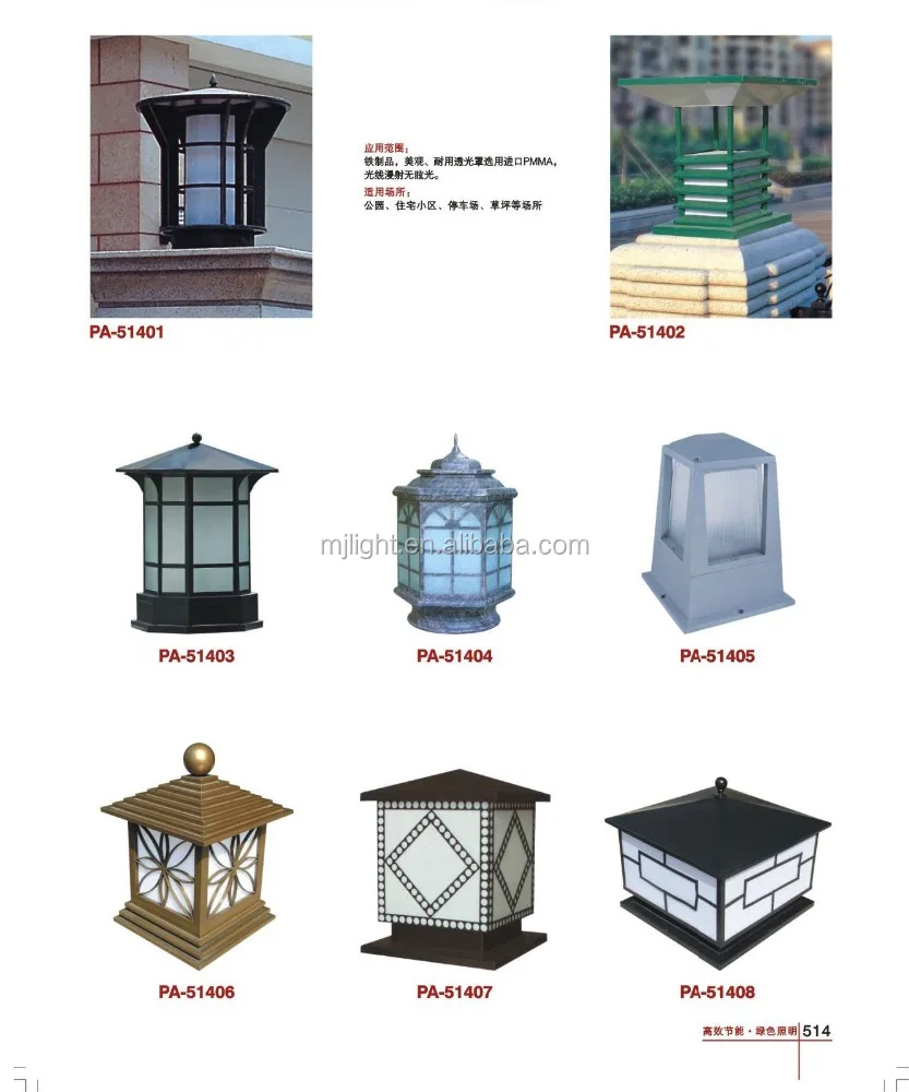 Exterior Antique Cast Aluminum Garden Led Pillar Light